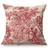 Navy Blue Ink Print Motif Of Toile De Jouy Classic French Pattern Tropical Plant Elephant Pillow Case Linen Car Cushion Cover