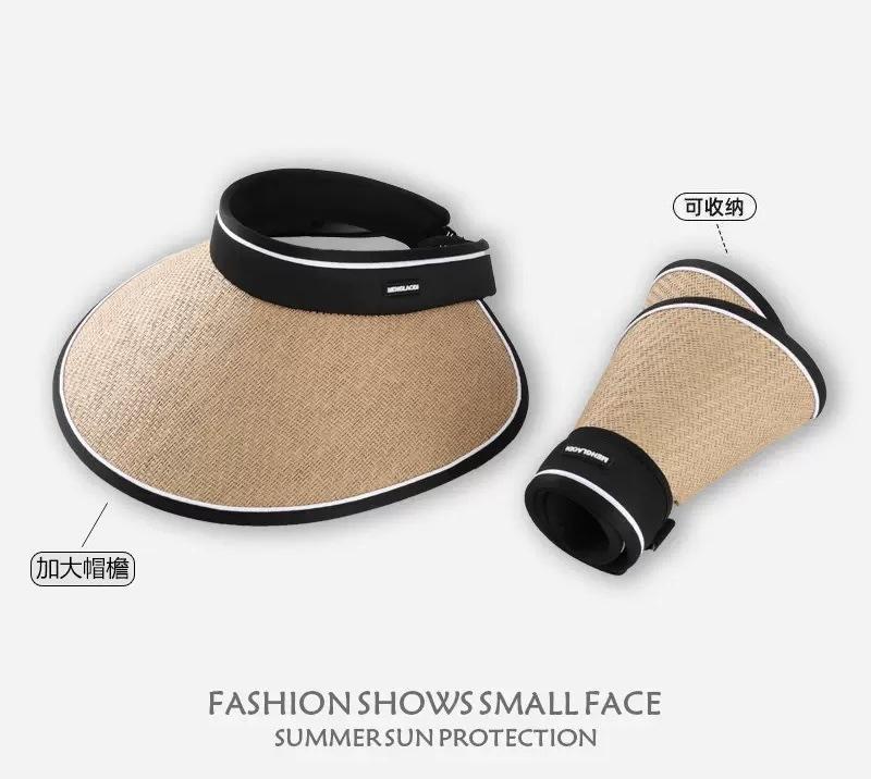 Wholesale Sun Hat Women's Summer Big Brim Cycling UV Protection Empty Top Sun Hat Foldable Face Cover Sun Protection