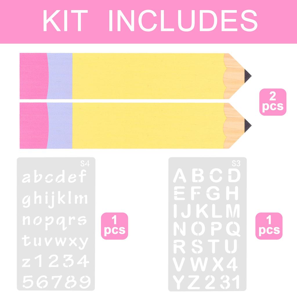 4 Pcs Personalized Pencil Teacher Name Plates And 2 Pieces Marker English Templa