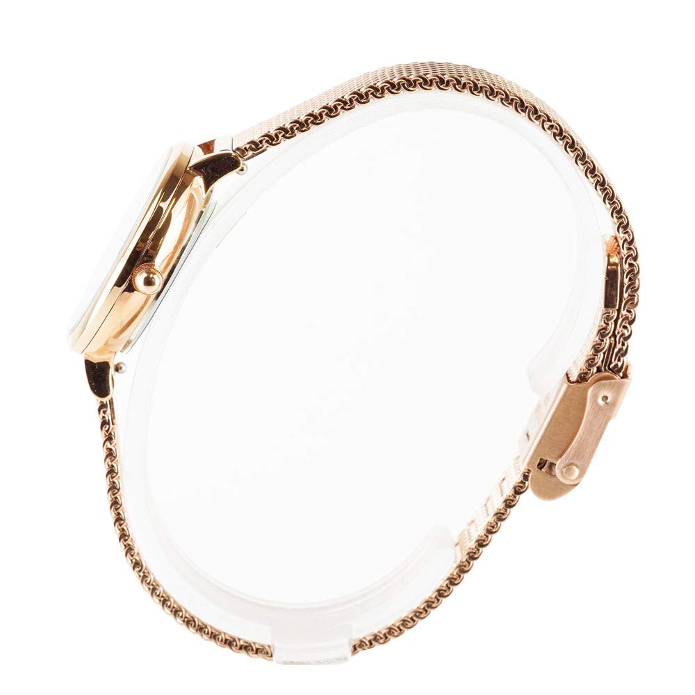 Relógio Pequeno Karine Pulseira de Malha P014H938 Importado Ouro Rosa x Cinza Carvão [Pierre Lanier] Feminino [Produto Regular]