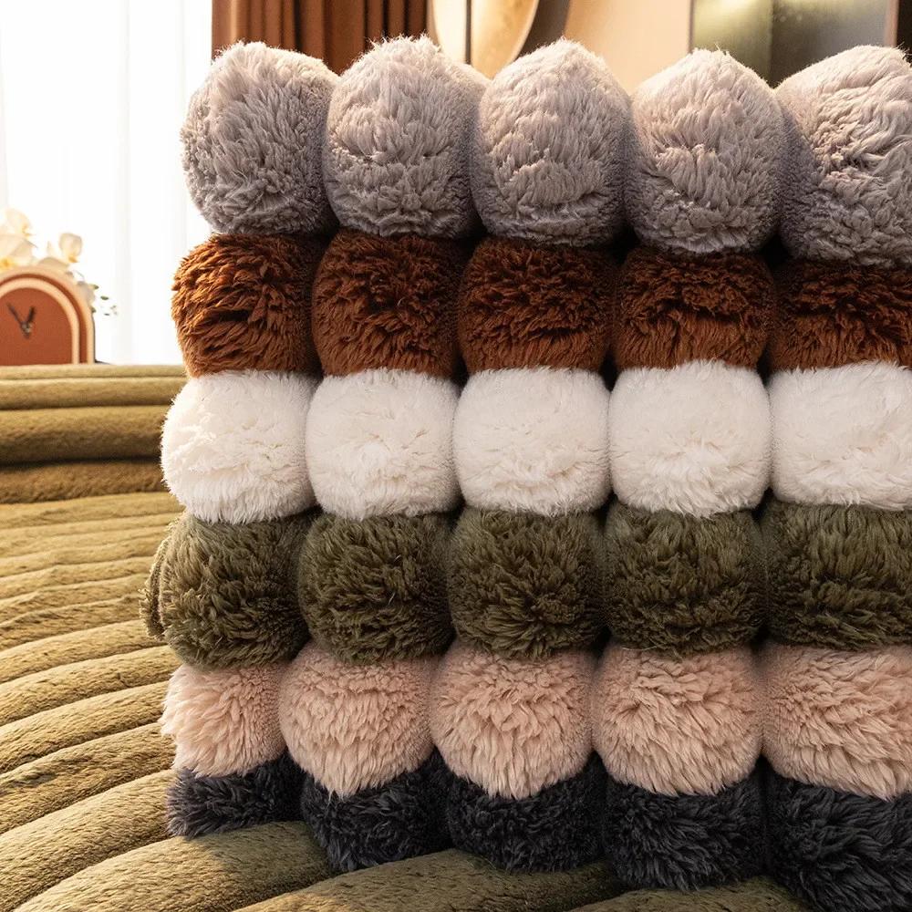 Winter Thickened Plush Sofa Cushion Simple Solid Color Home Living Room Decoration Soft Comfortable Non-slip Settee Seat Cushion
