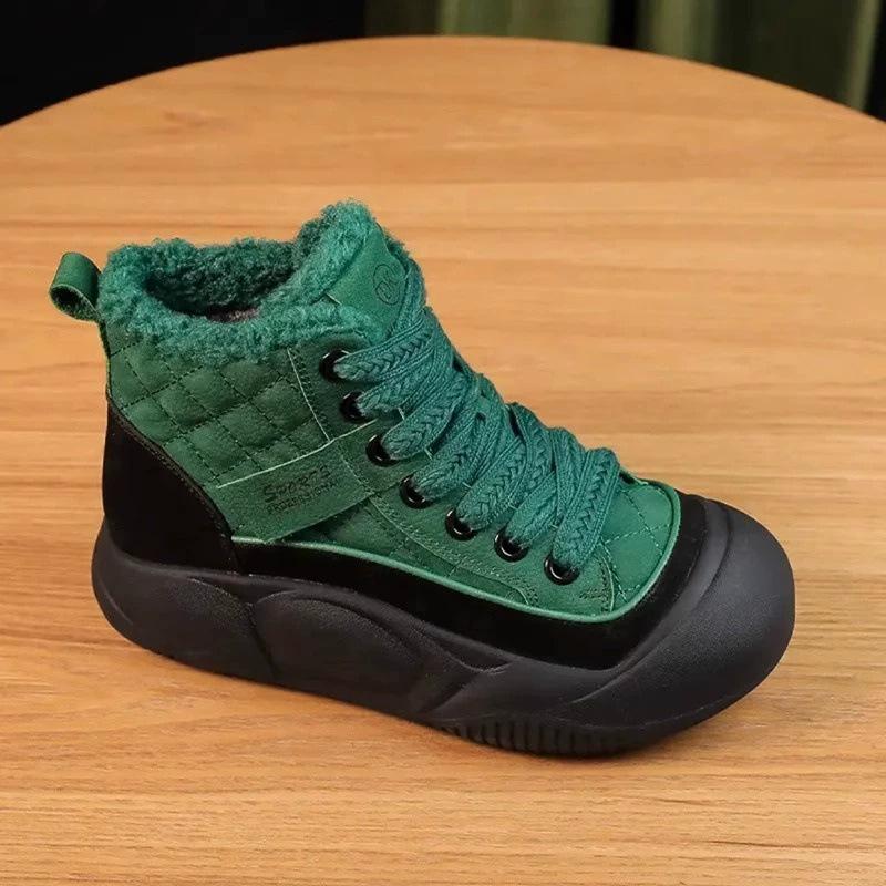 2025 Internet-Berühmtheit neue High-Top-Plateau Winter Samt warm Baumwollschuhe Damen Freizeitschuhe rutschfeste Schneestiefel Stiefeletten