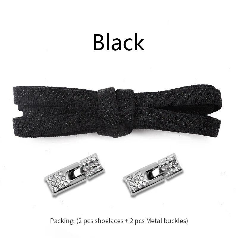 Elastic Laces Sneakers Diamond Cross Locks Shoelaces Without Ties Kids Adult 8MM Width No Tie Shoe Laces Rubber Bands Shoelace