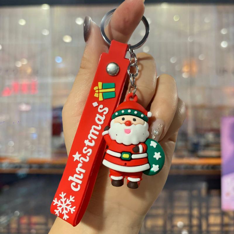 New Christmas Cartoon Keychain Bag Pendant Exquisite Santa Claus Car Keychain Small Gift