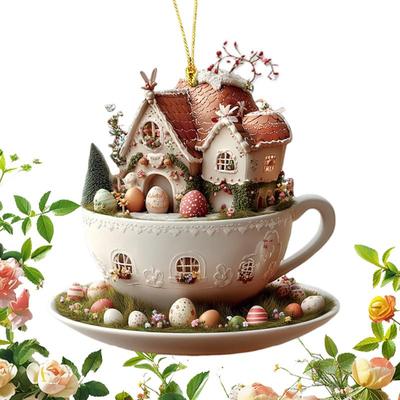 2D Acryl Osterbaumschmuck Osterpartydeko Schlüsselanhänger Kindergeschenk Heimdekorationen Saisondeko Rucksackanhänger Hängend