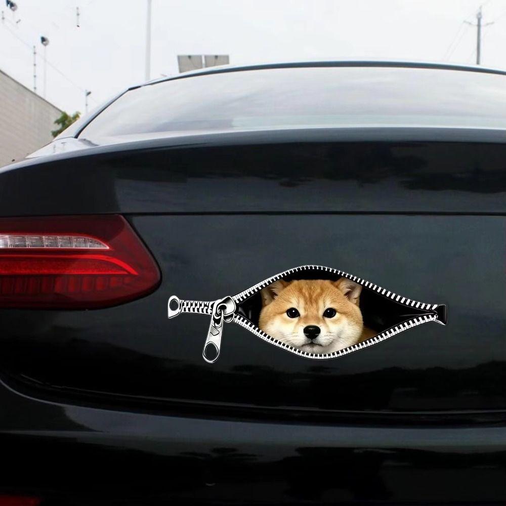Zipper Design Cat Car Sticker Waterproof Pet Car Decoration Sticker  Electric Vehicle Window
