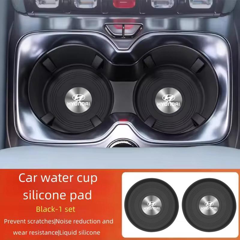 2Pcs New Car Water Cup Silicone Pad Anti-slip Noise Reduction For Hyundai Bayon Venue Tucson Getz Ioniq IX35 Sonata IX20 Genesis NN1