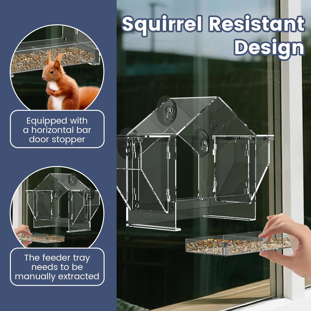 Transparent Window Bird Feeder outdoor hummingbird feeder with 3 Strong Suction Cup Wild Birds,Pigeons Bird cage accessories