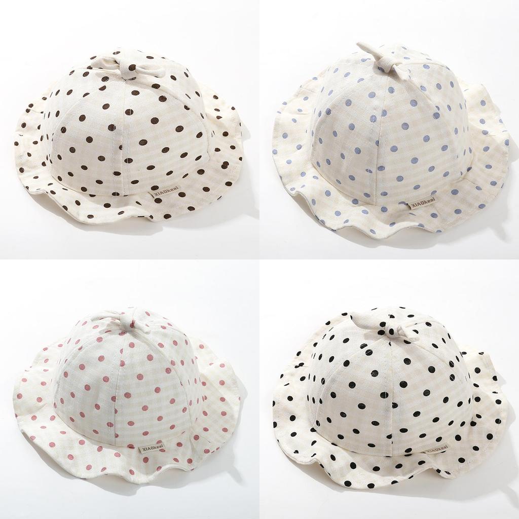Baby Spring Summer Polka Dot Fisherman Hat With Sun Protection For Infants And Toddlers