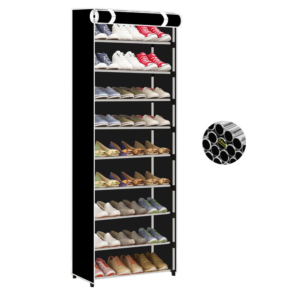 Tall Shoe Rack 10 Tier Large Capacity Dust Prevention Metal Structure Shoe Storage Cabinet with
