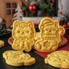 Christmas Cat Cookie Cutters Set Cartoon Pressable Biscuits Mold Plastic Cookie Stamps DIY Baking Tool Easy to Clean