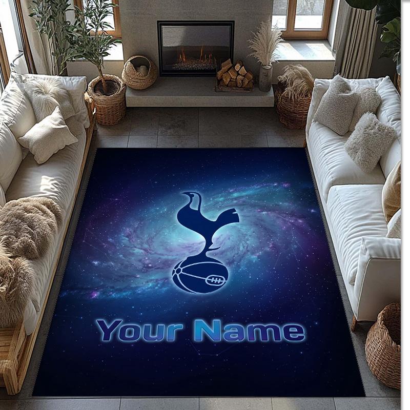 Tottenham Hotspur FC Printed Crystal Velvet Rug Non‑Slip Crystal Velvet Carpet For Sofa Bedroom Indoor Home Decoration