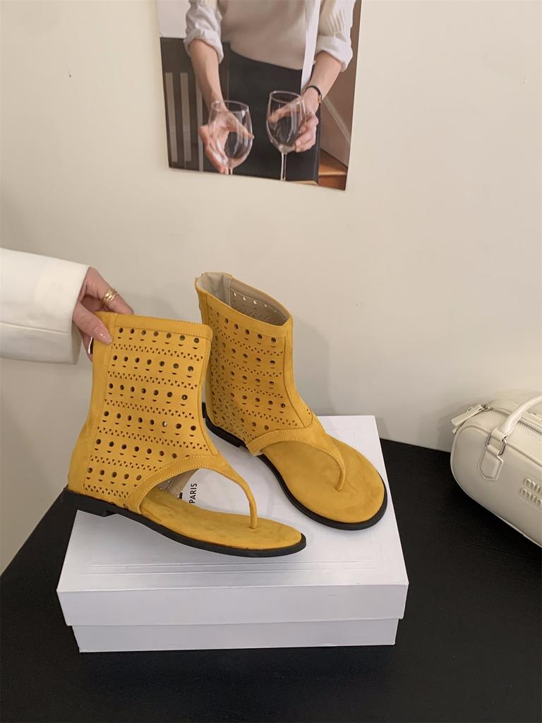 Inner heightening toe cool boots women's shoes summer mesh hollow sandals travel boots small short boots