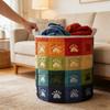 Gesteppter Wäschekorb mit Griff Boho-Stoff Blumig Aufbewahrungskorb Leichter Aufbewahrungseimer für Kleidung für Kinderzimmer Schlafzimmer