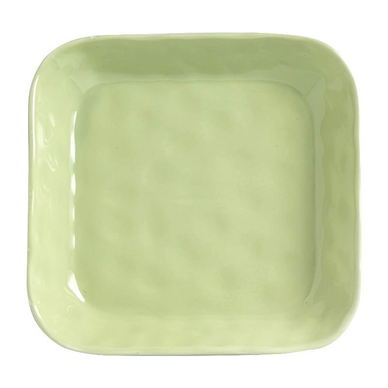 Light Luxury Cream Style Ceramic Square Plate Breakfast Plate Dumpling Plate Household Plate Simple Vegetable Plate Salad Plate