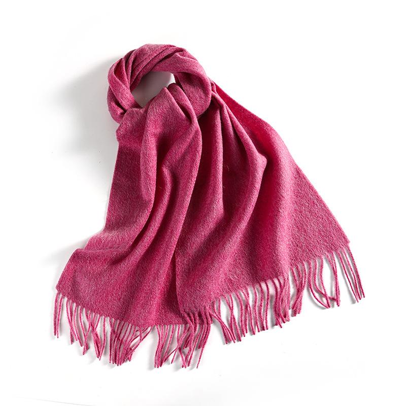 Winter Solid Color Wool Scarf for Women New Versatile Tassel Fashion Warm Neck Scarf Comfortable Real Wool Scarf