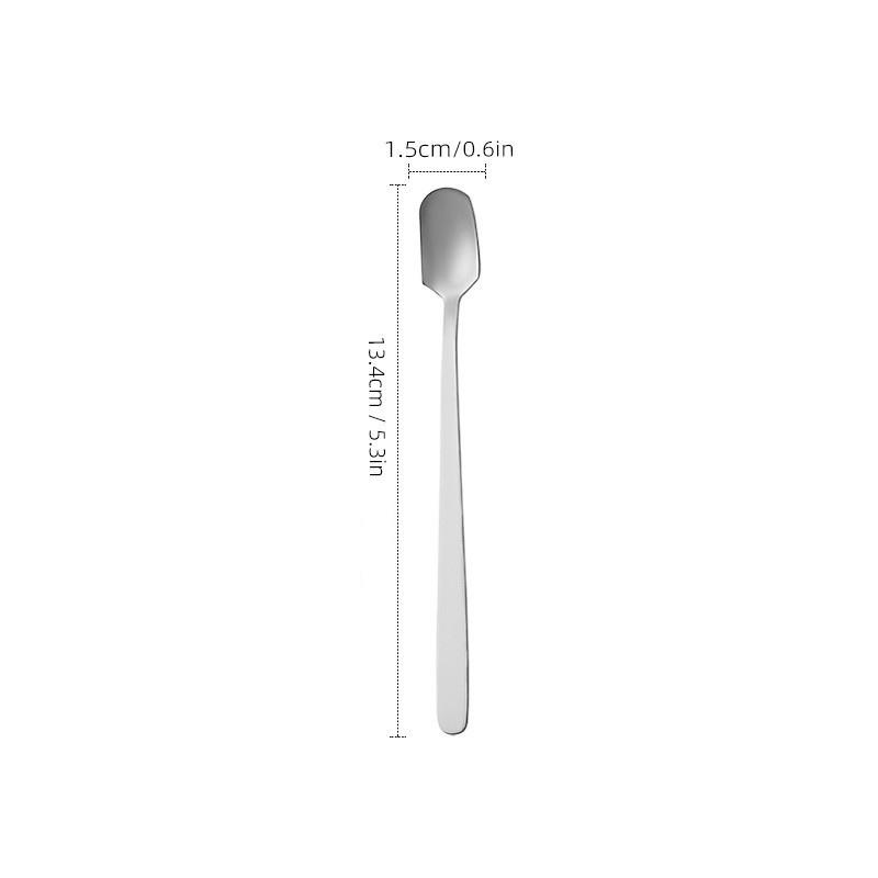 Stainless Steel Square Head Long Handle Spoon - Bar & Cocktail Mixing, Stirring for Coffee, Tea, Iced Drinks, Perfect for Mugs