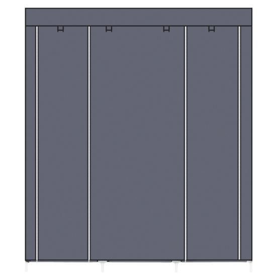 69" Portable Clothes Closet Non-Woven Fabric Wardrobe Double Rod Storage Organizer Gray