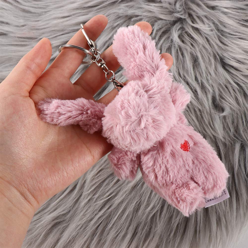 Bag Pendant Plush Rabbit Keyring Love Pompom Trinket Plush Bunny Keyring Plush Rabbit Keychain
