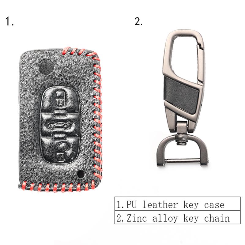 For Peugeot 207 307 308 407 607 807 Citroen Grand C4 Picasso DS3 DS4 Jumpy 3 Button Leather Key Fob Cover Case Protector Shell