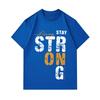 Men's 100% Cotton Crew Neck Short Sleeve T-Shirt, Always Stay Strong Letter Print Casual Comfortable Lightweight Tee for Daily Home Outdoor Wear, Loos