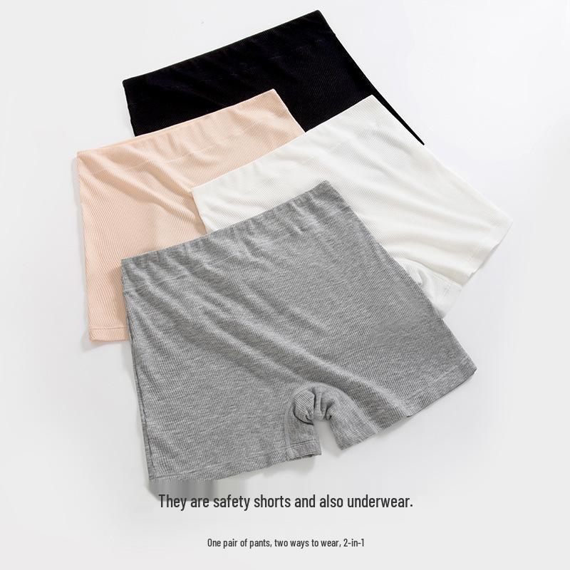 Ribbed Women's Safety Shorts: Breathable, Non-Chafing Boxer Briefs with Cotton Crotch & Anti-Exposure Design