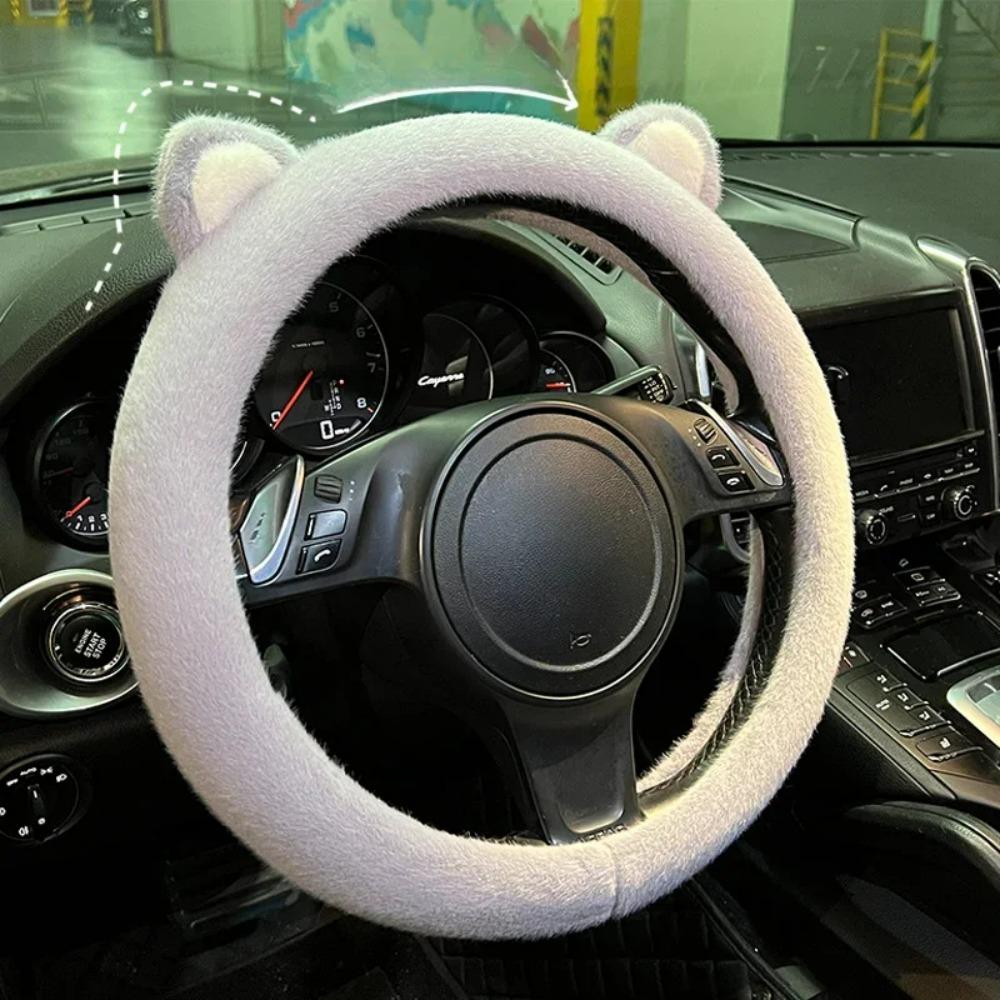 Cat Ear High Density Keep Warm Car Universal Cute Creative Steering Wheel Cover Steering Wheel Cover Car Accessory