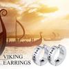 Vnox Viking Runes Hoop Earrings for Men, Non Pierced Clip Earrings, Stainless Steel Odin Norse Viking Amulet Letter Words Huggie
