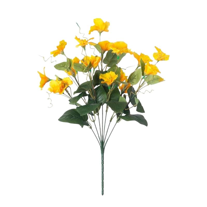 Bright 7 Head Plastic Hibiscus Floral Display Long Time Outdoor Artificial Flower For Backyard And Decors Decoration