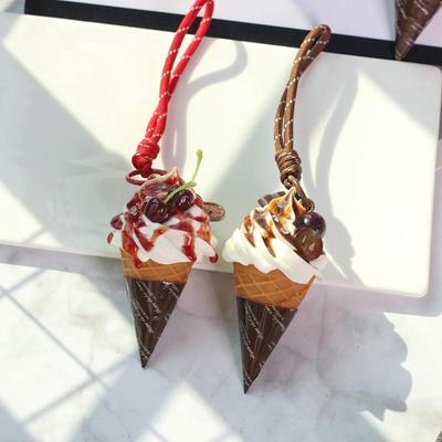 1Pcs Cute Fruit Ice Cream Pendant Artificial Ice Cream Shaped Decor Bag Accessories Car Decoration Holiday Gifts Party Gifts