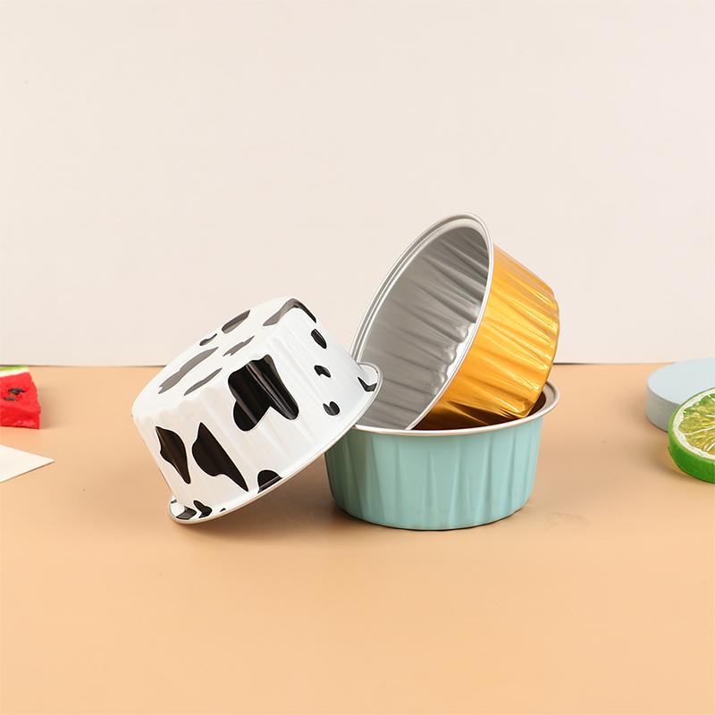 10Pcs Reusable Round Aluminum Foil Tin Cup Pudding Cake Molds Baking Tools