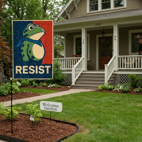 10 Pcs Resist Portland Frog Yard Flag Frog Protest Garden Flag Hilarious Outdoor Banner