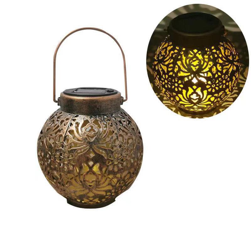 

Led Solar Lantern Light Hollow Wrought Iron Projection Light Hanging Lamps Outdoor Waterproof Yard Garden Art Decoration
