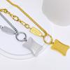 Fashion Design Hip-Hop Square Necklace Exaggerated Personality Temperament Titanium Steel Collarbone Chain Does Not Fade Versatile