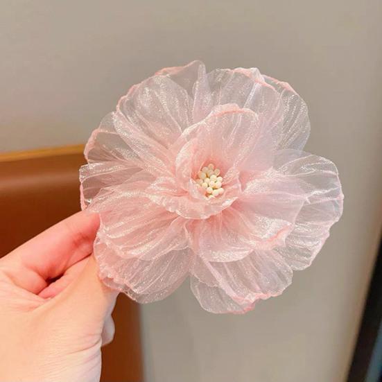 Hairpin Glitter Mesh Yarn Multi-Layered Flowers Decor Hair Clip Fairy Princess Style Hair Accessories