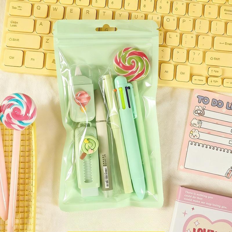 Cute Candy Stationery Set (6 Pieces) - High-Quality and Auspicious - Essential Back-to-School Stationery Gift for Students