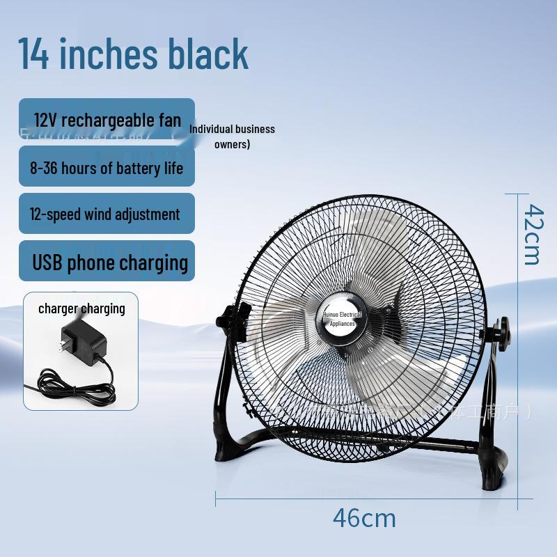 Draagbare Vloerventilator op Zonne-energie voor Kamperen, Vissen, Studentenkamer en Buitengebruik