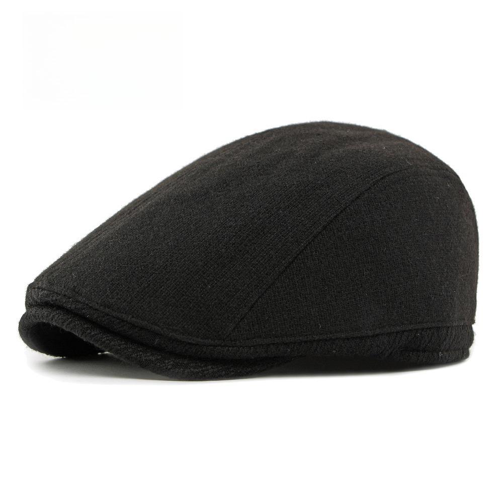 Unisex Woolen Flat Cap Fleece Lined Winter Warm Ivy Cap British Retro Gatsby Cabbie Hat Thermal Forward Cap Adjustable 55-59cm