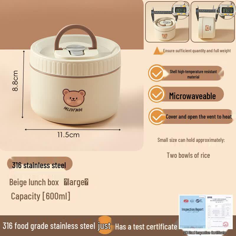 QIWAI 316 Stainless Steel Insulated Microwaveable Lunch Box