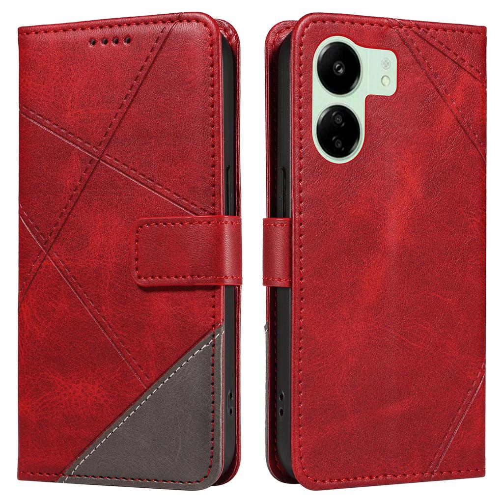 For Xiaomi Redmi 13C 5G/13C 4G/13R 5G/Poco C65 4G/Poco M6 5G Case PU Leather Stand Phone Cover Geometric Lines