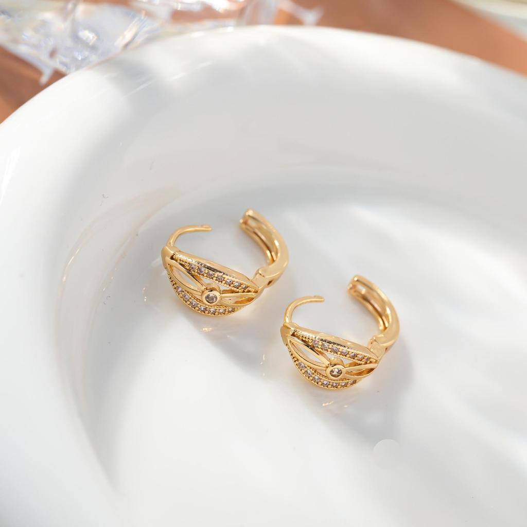 Cross Fashion Light Luxury Zirconia Petal Earrings