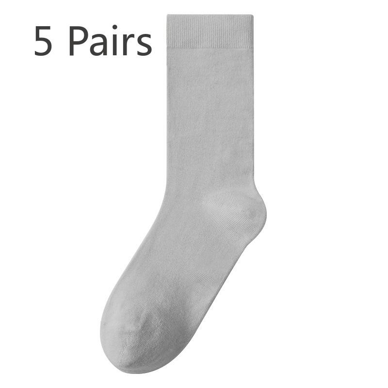 5 Paar Damen Frühling und Herbst Reine Baumwolle Einfarbig Reine Baumwolle Sport Verdickte Mittellange Socken
