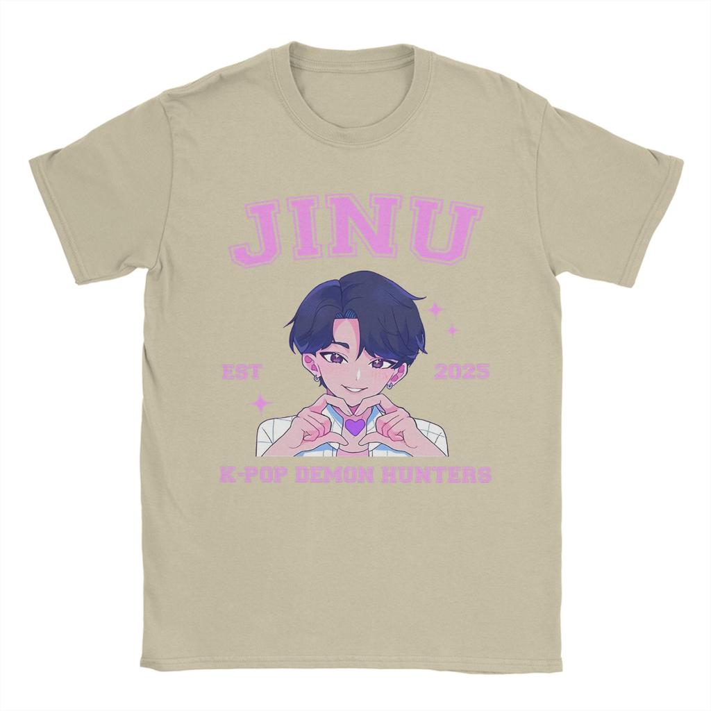 JINU Saja Boys Kpop Demon Hunters T-Shirt Men  Vintage Pure Cotton Tee Shirt O Neck Short Sleeve T Shirt Adult Tops