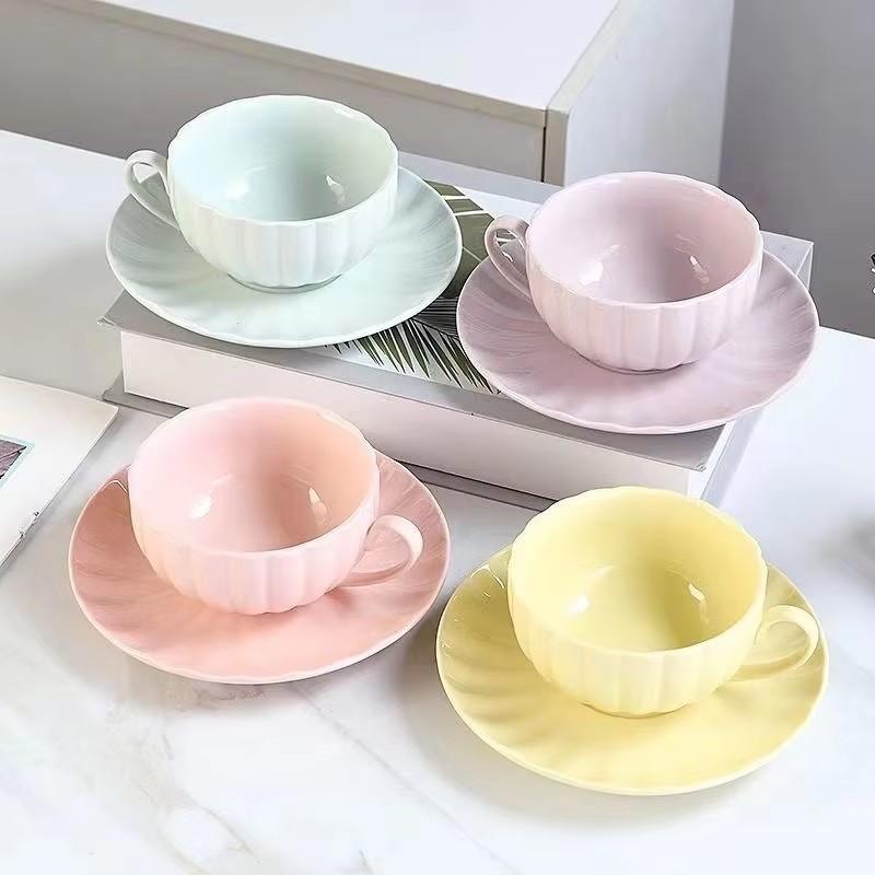 

Creative Pumpkin Coffee Cup Ear Hanging New Ceramic Cup and Plate Set Small Design Sense Home Fairy Cup and Dish