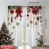 2D Flat Printing 2pcs Merry Christmas Curtain Red Bow Durable 100% Polyester Fabric Without Electricity Spring Party & Holiday