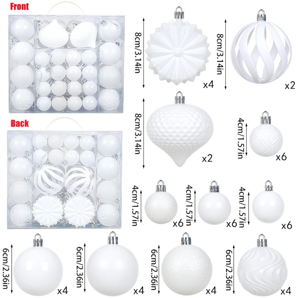 48PCS High-quality Plastic Christmas Ball Set 4/6/8cm Suspensable Christmas Tree Balls Solid Color Xmas Ornament Ball Party
