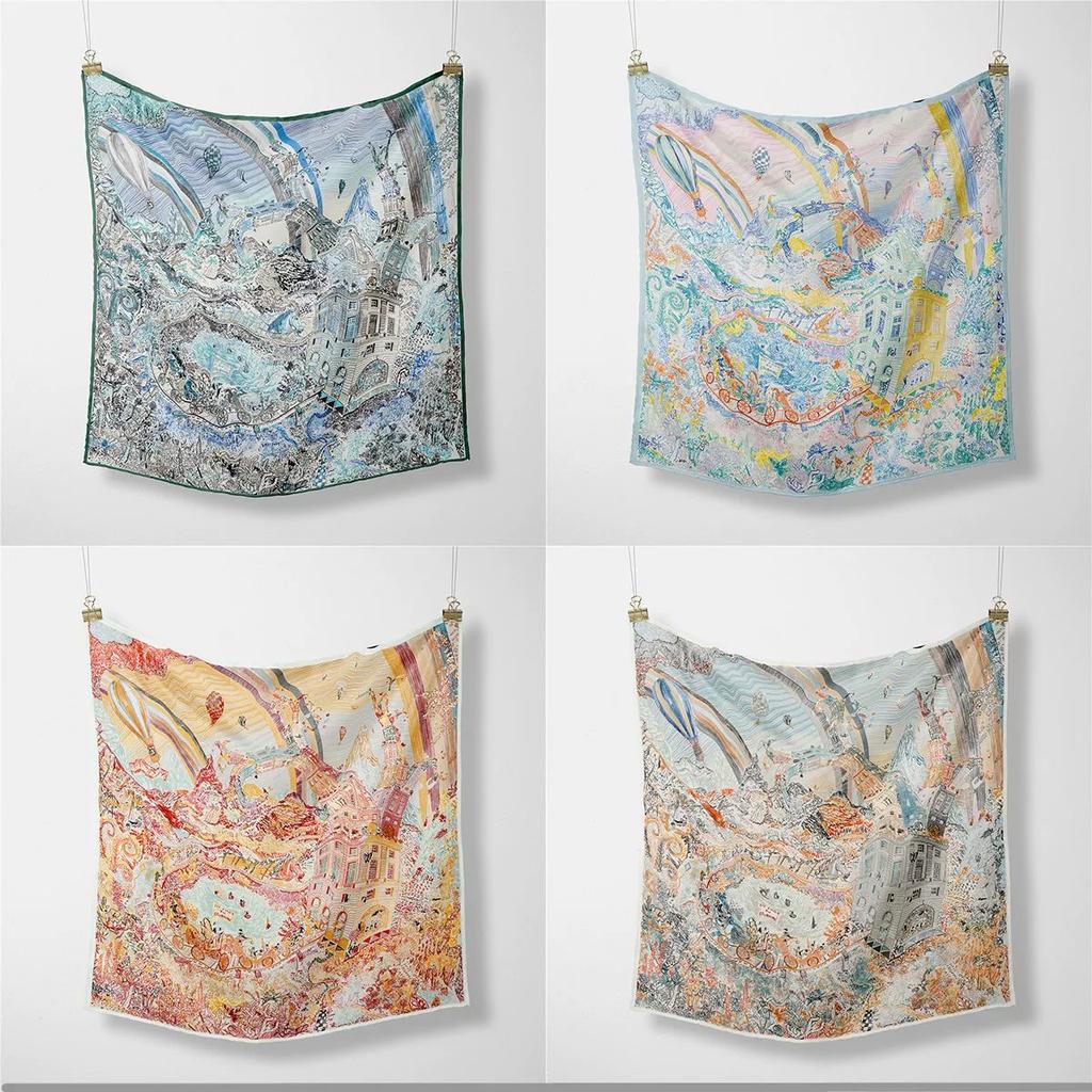 Printed Headband Scarf Women 53CM Twill Silk Decorative Handkerchief Collar Scarf