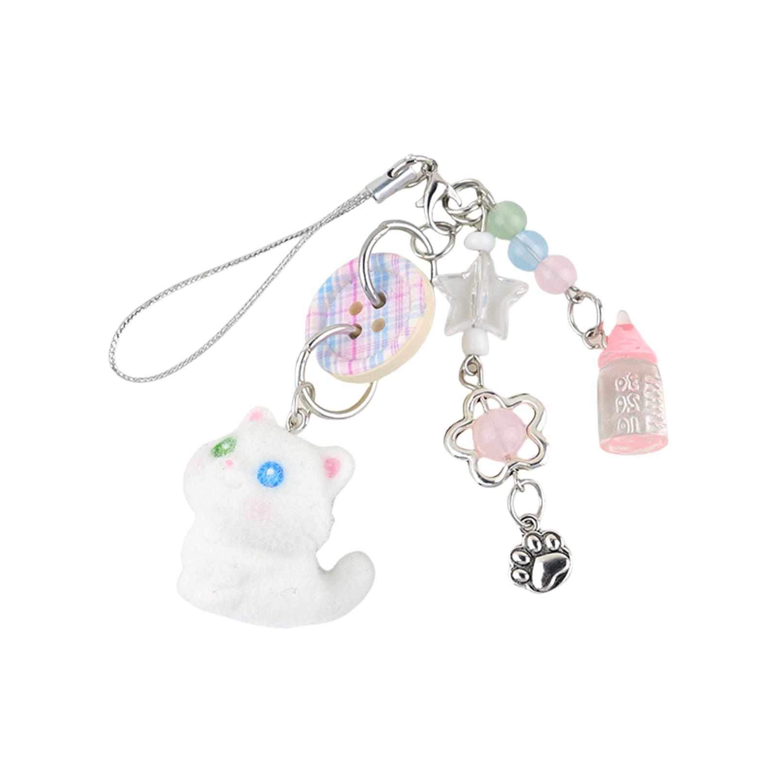 

Мультяшный кулон-брелок в виде кота, очаровательный клетчатый аксессуар для сумки с пуговицей, студенческий шарм для сумки для повседневного использования и школьной жизни 2