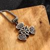 Men's Vintage Stainless Steel Four-Leaf Cross Knot Pendant Necklace with Long Box Chain