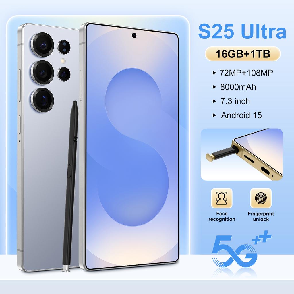 S25 Ultra 5G Unlocked Smart Cell Phone Case with HD Screen Dual Sim Custom Size MTK Processor for Gaming Mobile Condition